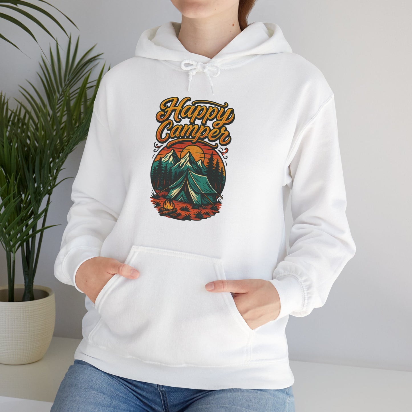 Happy Camper Hoodie | HappyCamperCrew.Com 100% Authentic | Cozy Camping Hoodie | Unisex Hooded Sweatshirt for Nature Lovers, Casual Wear, Gift for Him/Her, Outdoor Adventures, Cozy Days & Warm Nights by the Campfire