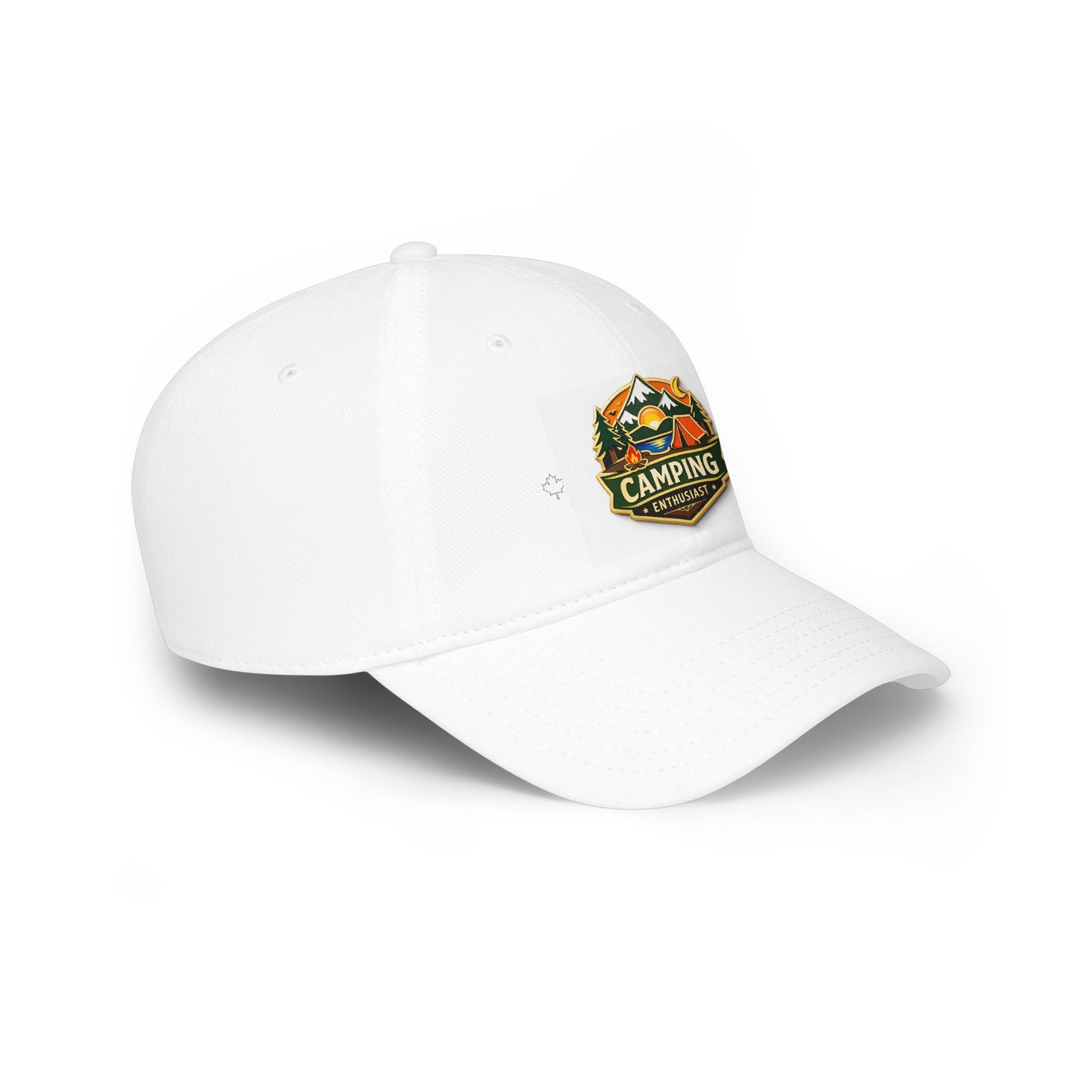 Camping Enthusiast White Low Profile Baseball Cap, Adjustable Hat, Outdoor Gear, Casual Style, Gift for Nature Lovers CampingEnthusiast.com