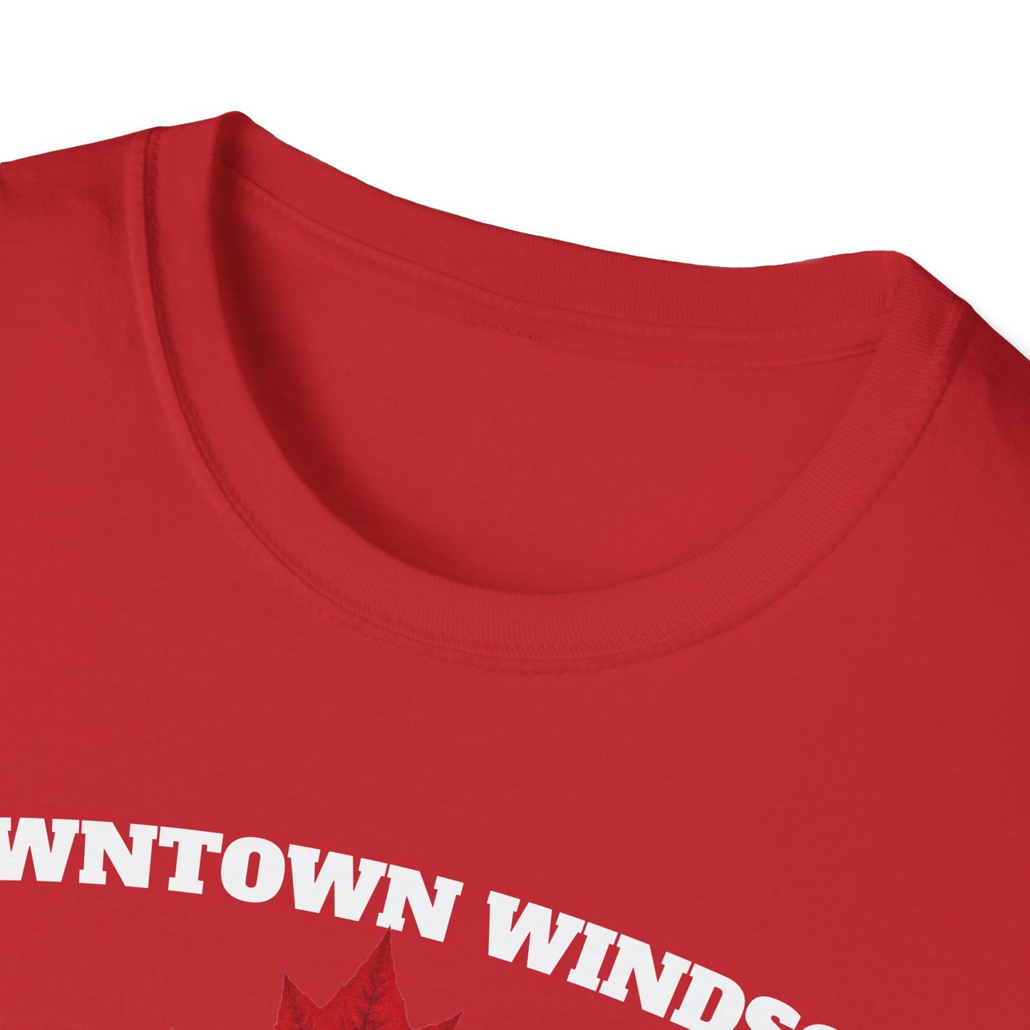 DOWNTOWN WINDSOR Local Gal Red Leaf T-Shirt, Softstyle Graphic Tee, Unisex Casual Wear, Support Local Merch, Gift for Community Lovers, Finkz Windsor