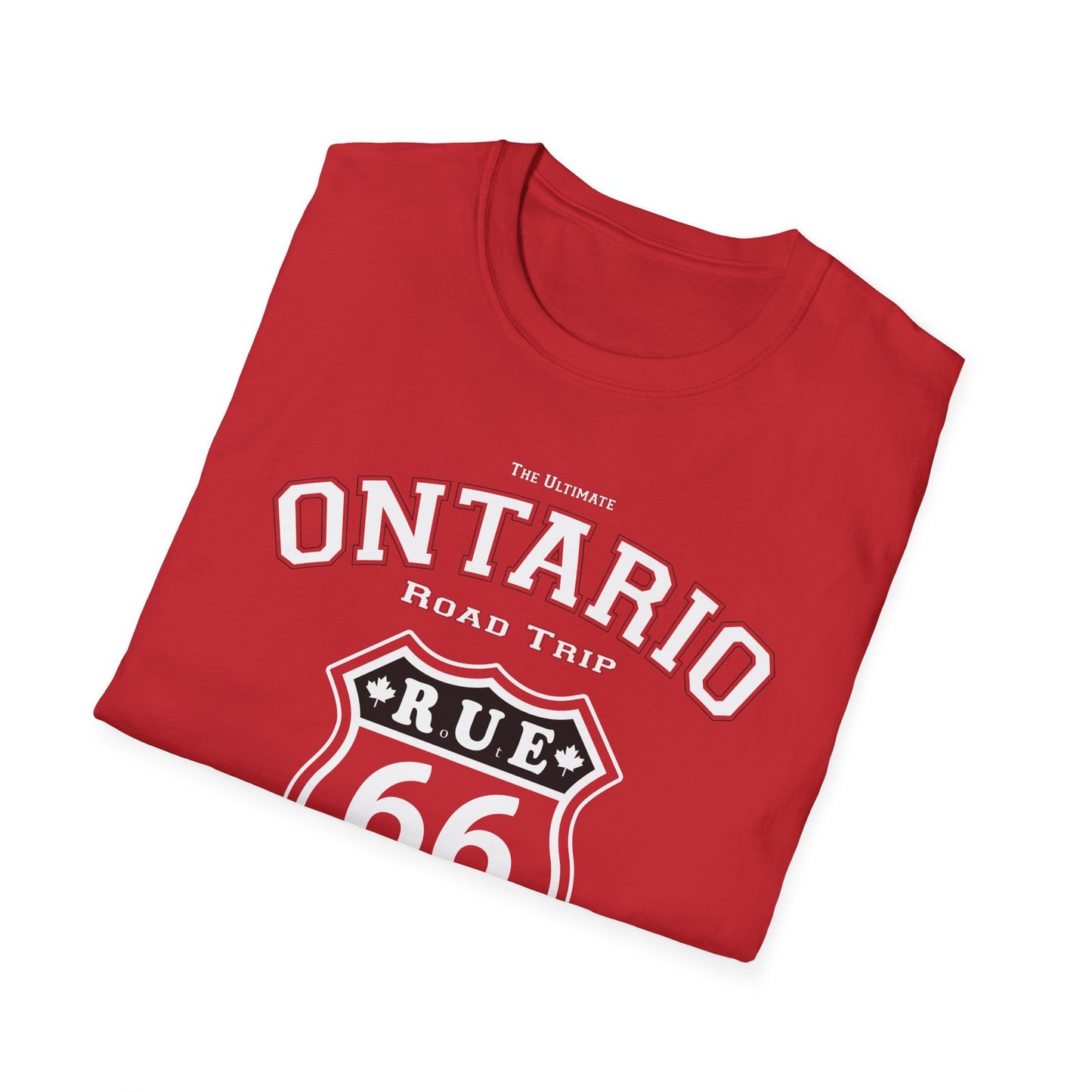 Ontario Rue 66 Road Trip Adventure Trail Red T-Shirt, Softstyle, Unisex - Rue66.ca