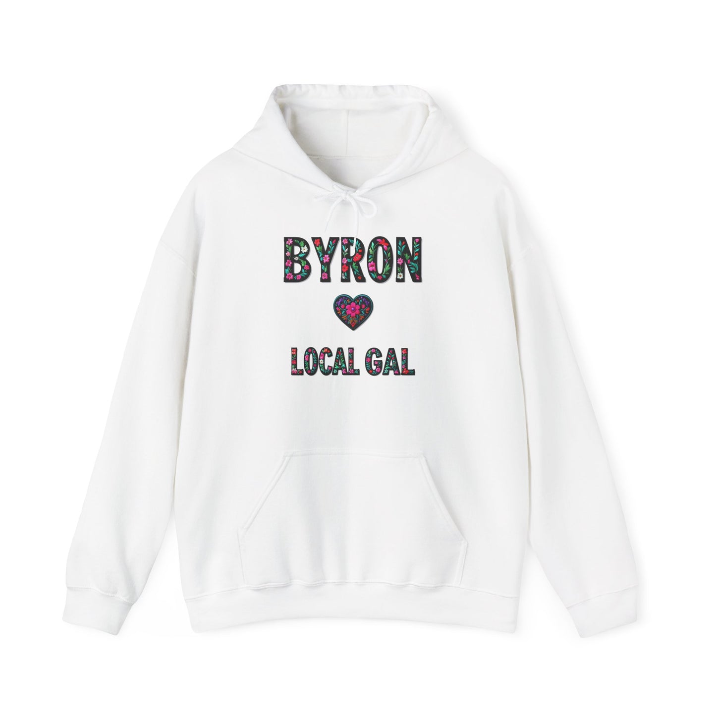 Byron Local Gal Flower c02-n02-hs005, Hooded Sweatshirt -  Unisex Heavy Blend™ Pullover, Casual Hoodie for Every Day, Gift for Friends, Support'n Locals -Local Pride Apparel Support Your Community