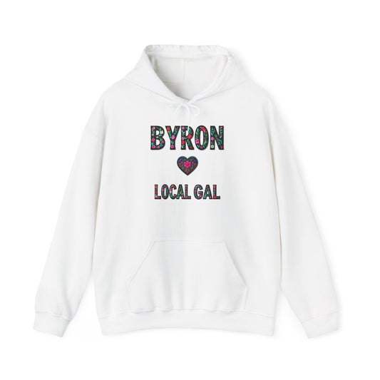 Byron Local Gal Flower c02-n02-hs005, Hooded Sweatshirt -  Unisex Heavy Blend™ Pullover, Casual Hoodie for Every Day, Gift for Friends, Support'n Locals -Local Pride Apparel Support Your Community