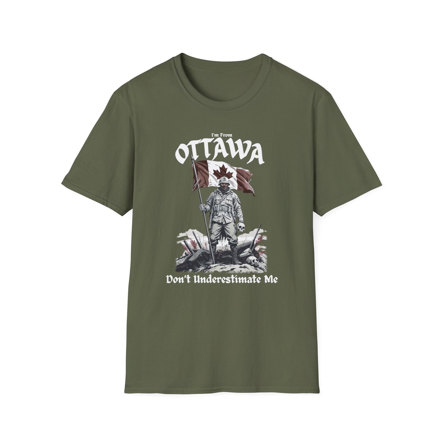 Ottawa Underestimate Guy T-Shirt, c07-n00-s002 Softstyle Graphic Tee, Unisex Casual Wear, Support'n Locals Merch, Gift for Community Lovers.