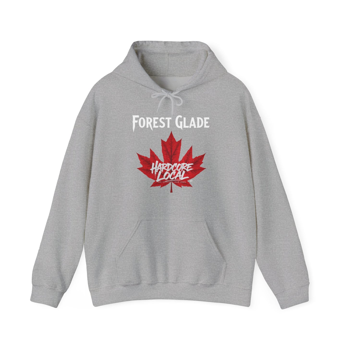 FOREST GLADE RED LEAF HARDCORE LOCAL Hooded Sweatshirt - Unisex Heavy Blend™ Pullover, Casual Hoodie for Every Day, Gift for Friends, Local Pride Apparel Support Your Community Finkz 49