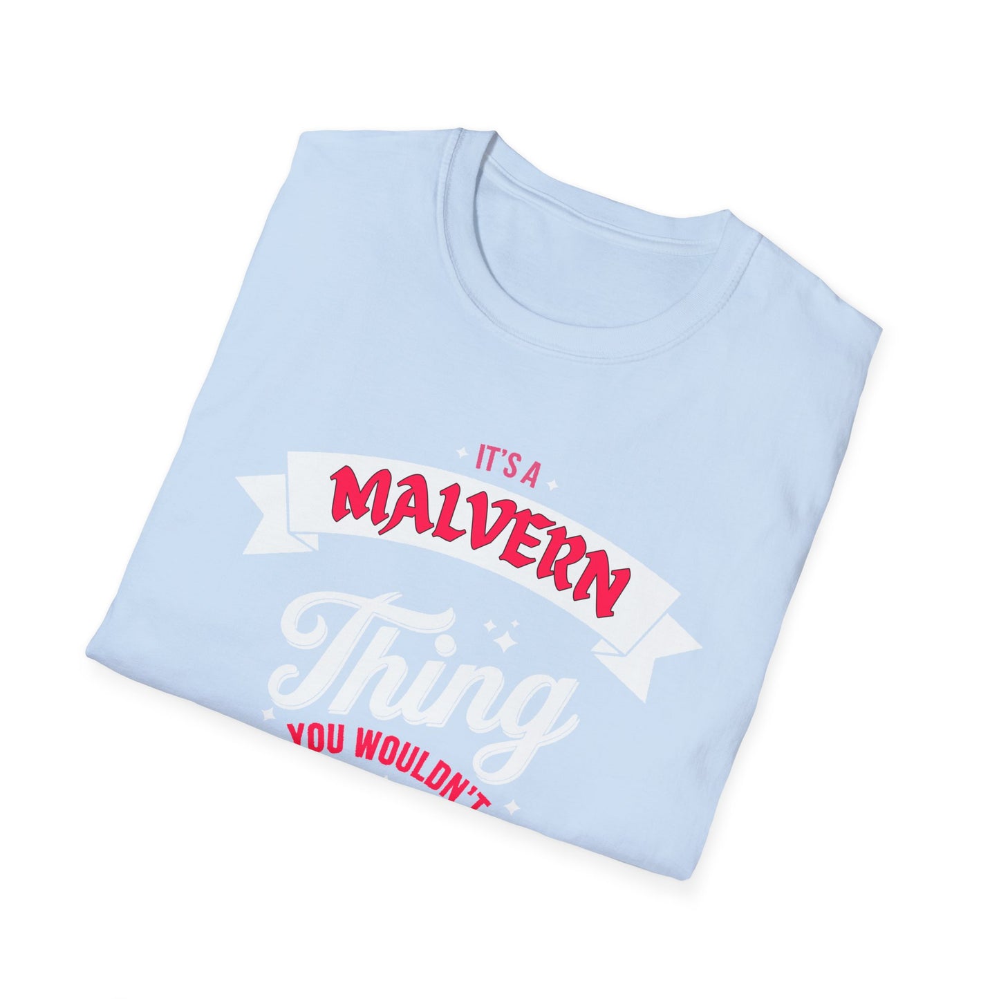 Malvern THING T-Shirt, Softstyle Graphic Tee, Unisex Casual Wear, Support Local Merch, Gift for Community Lovers, c06-n04-s003