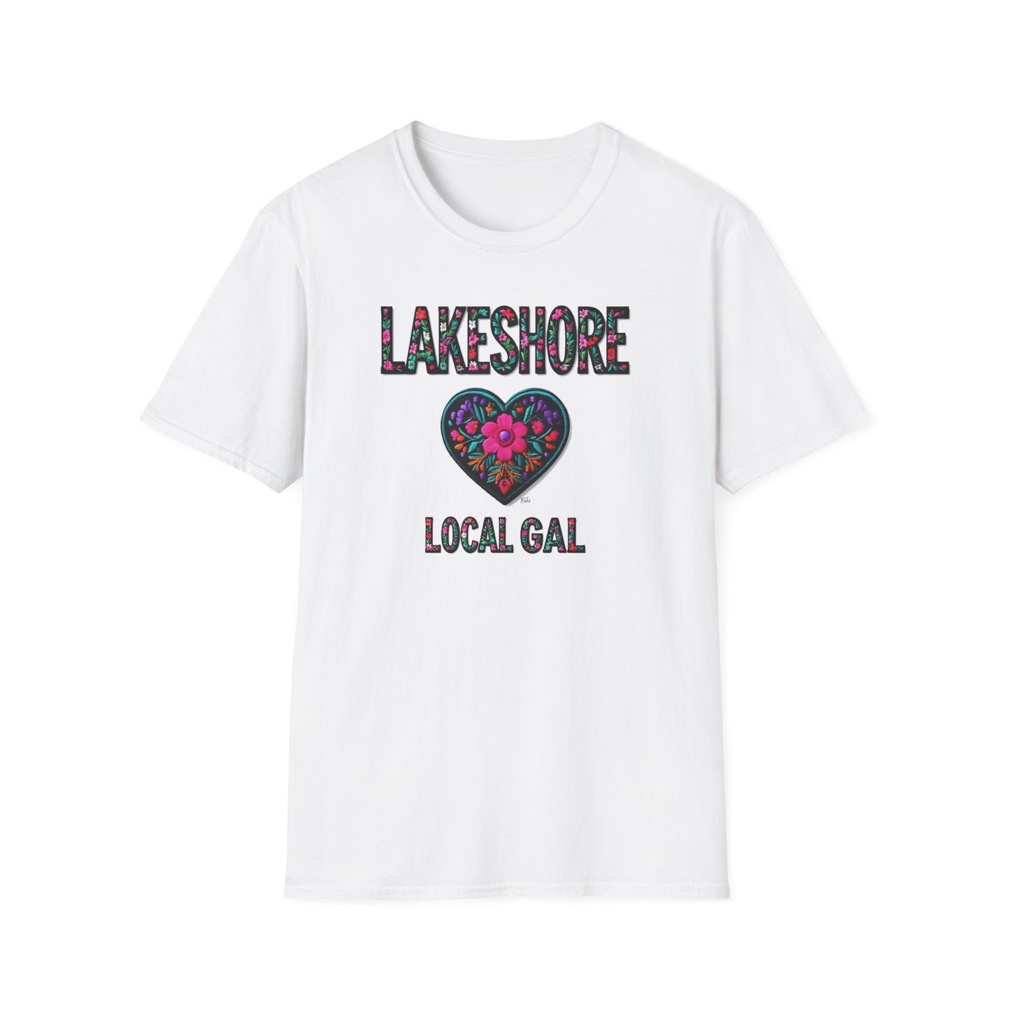 LAKESHORE Local Gal Flower-Heart T-Shirt, 3 Softstyle Graphic Tee, Unisex Casual Wear, Support Local Merch, Gift for Community Lovers, Finkz WINDSOR