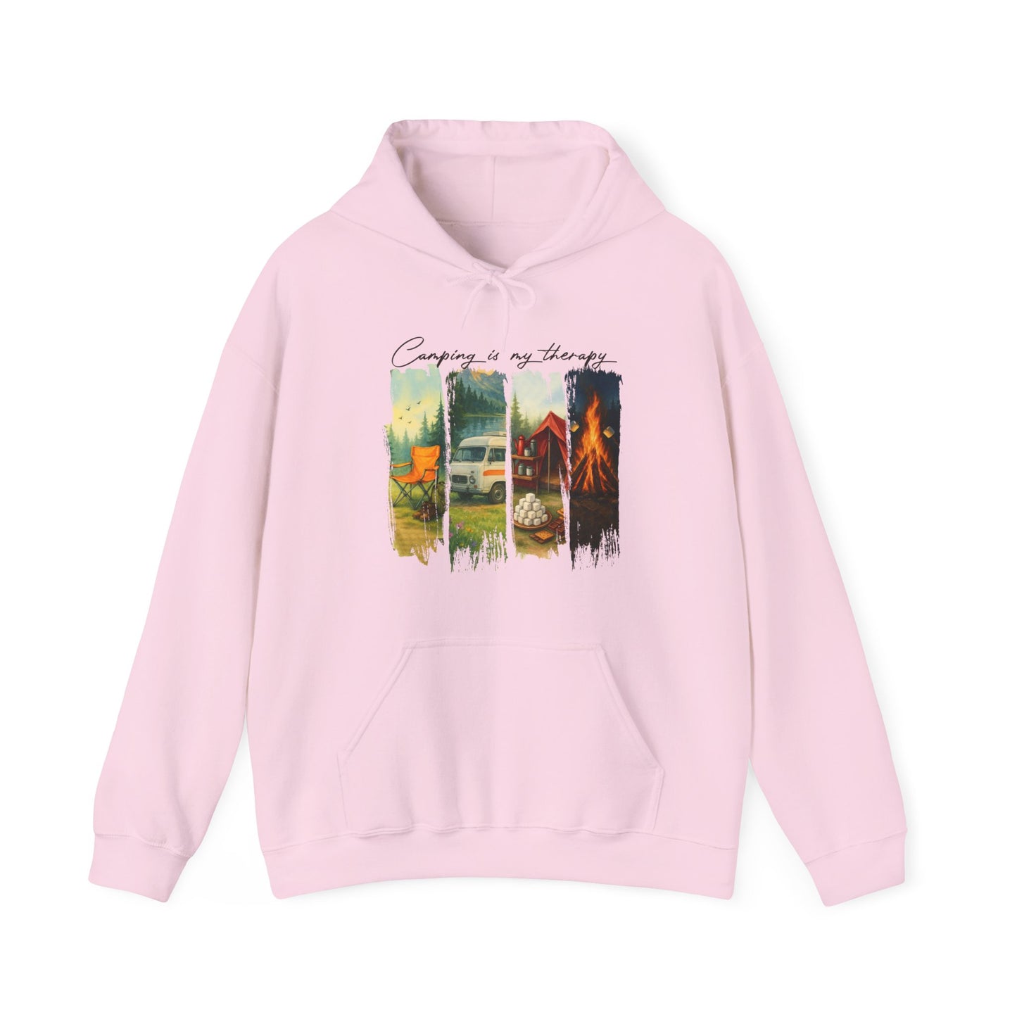 Camping is My Therapy Hoodie | HappyCamperCrew.Com 100% Authentic | Cozy Camping Hoodie | Unisex Hooded Sweatshirt for Nature Lovers, Casual Wear, Gift for Him/Her, Outdoor Adventures, Cozy Days & Warm Nights by the Campfire