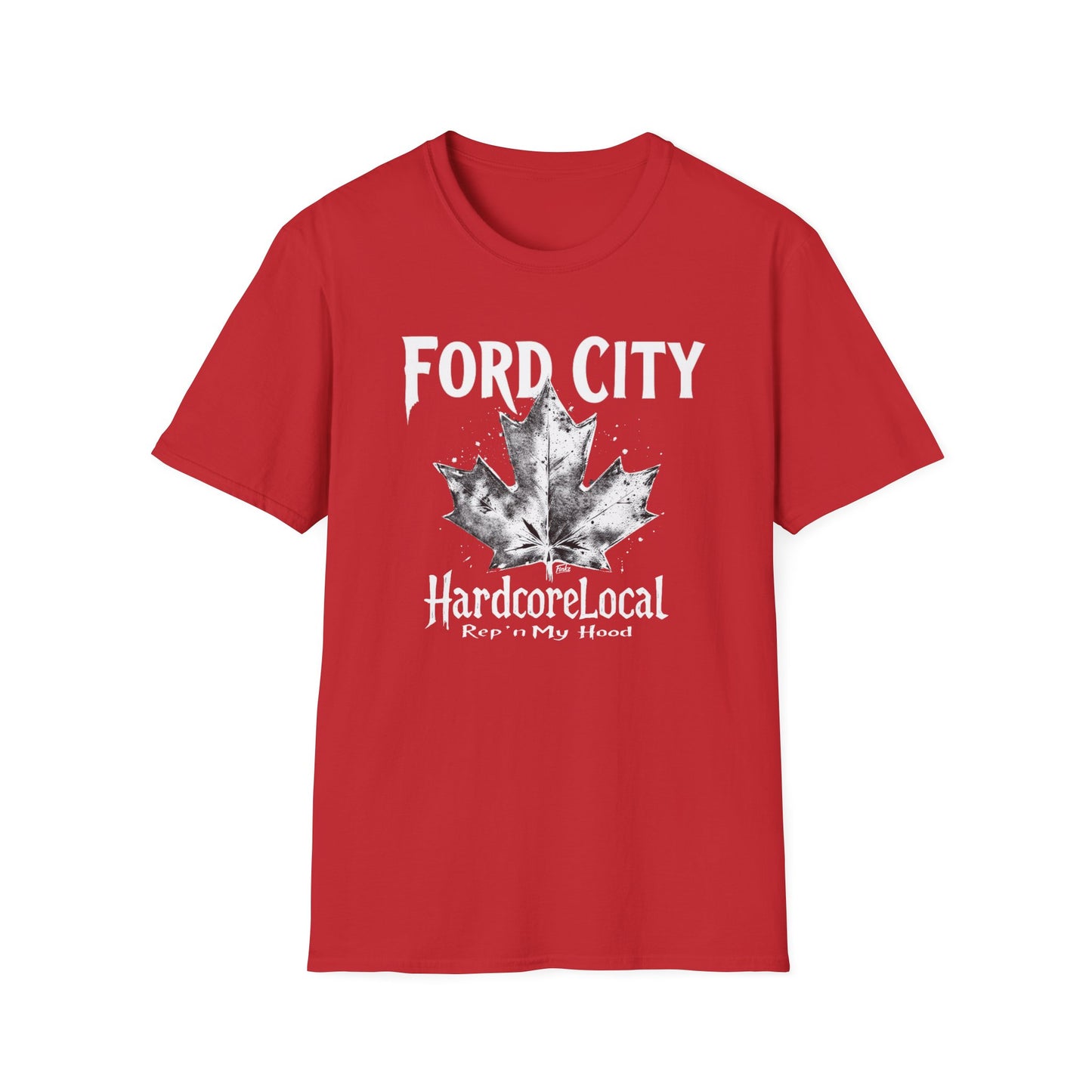 FORD CITY, Rep'n My Hood, Hardcore Local Cool Leaf T-Shirt, Softstyle Graphic Tee, Unisex Casual Wear, Support Local Merch, Gift for Community Lovers FINKZ WINDSOR