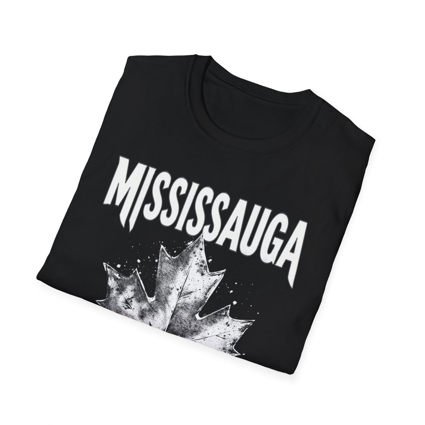 Mississauga Hardcore Rep'n White Leaf T-Shirt, c05-n00-s007 Softstyle Graphic Tee, Unisex Casual Wear, Support'n Locals Merch, Gift for Community Lovers.