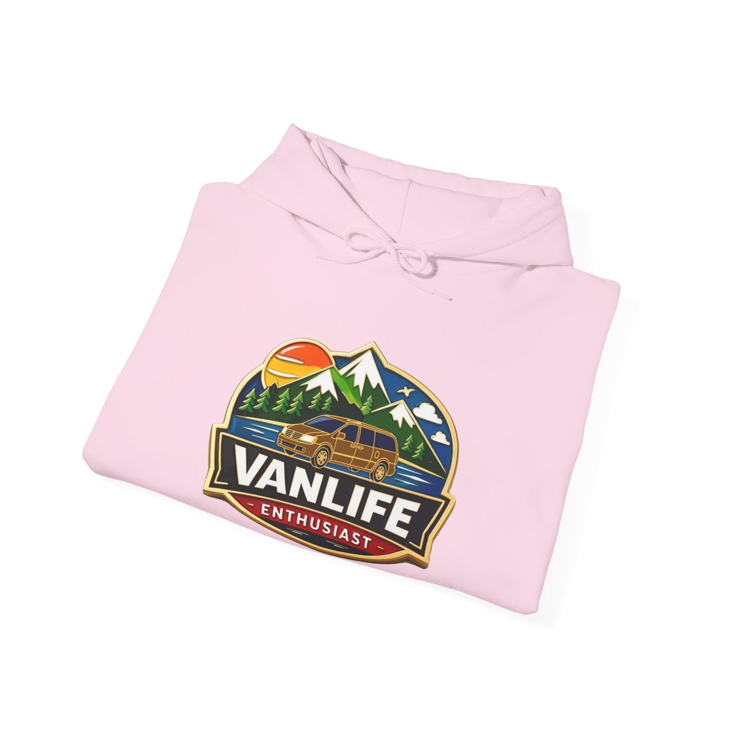 Vanlife Enthusiast Hoodie - Vintage Mountain Camper Graphic Hooded Sweatshirt
