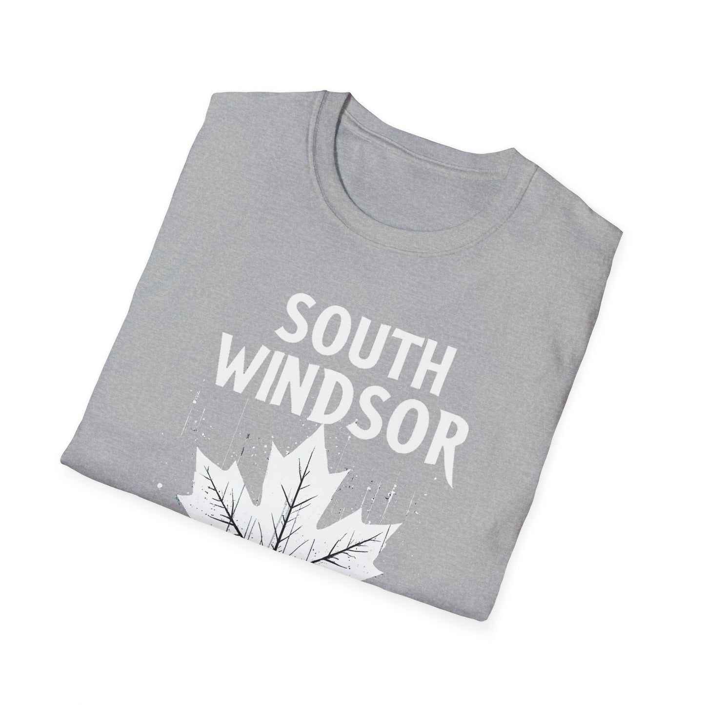 SOUTH WINDSOR, We Support Our Own 2, Hardcore Local White Leaf T-Shirt, Softstyle Graphic Tee, Unisex Casual Wear, Support Local Merch, Gift for Community Lovers Finkz Windsor