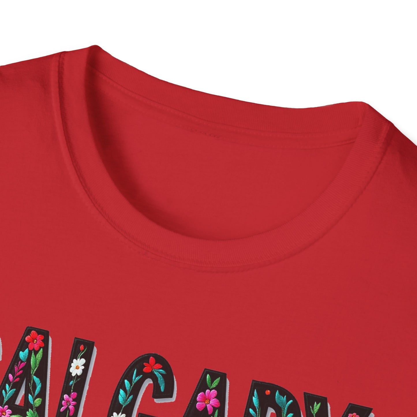 Calgary Local Gal Flower-Heart T-Shirt, c011-n00-s005 Softstyle Graphic Tee, Unisex Casual Wear, Support Local Merch, Gift for Community Lovers, Finkz