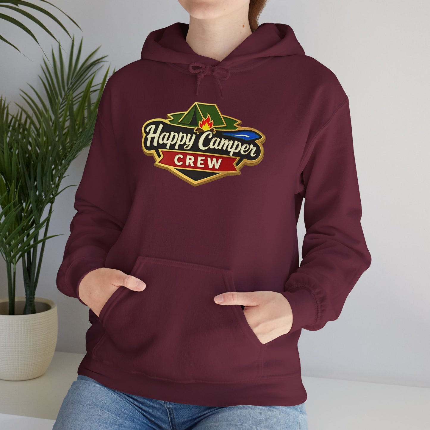 Happy Camper Crew - Dark Hoodie |  100% Authentic | Cozy Camping Hoodie | Unisex Hooded Sweatshirt for Nature Lovers, Casual Wear, Gift for Him/Her, Outdoor Adventures.. - HappyCamperCrew.com