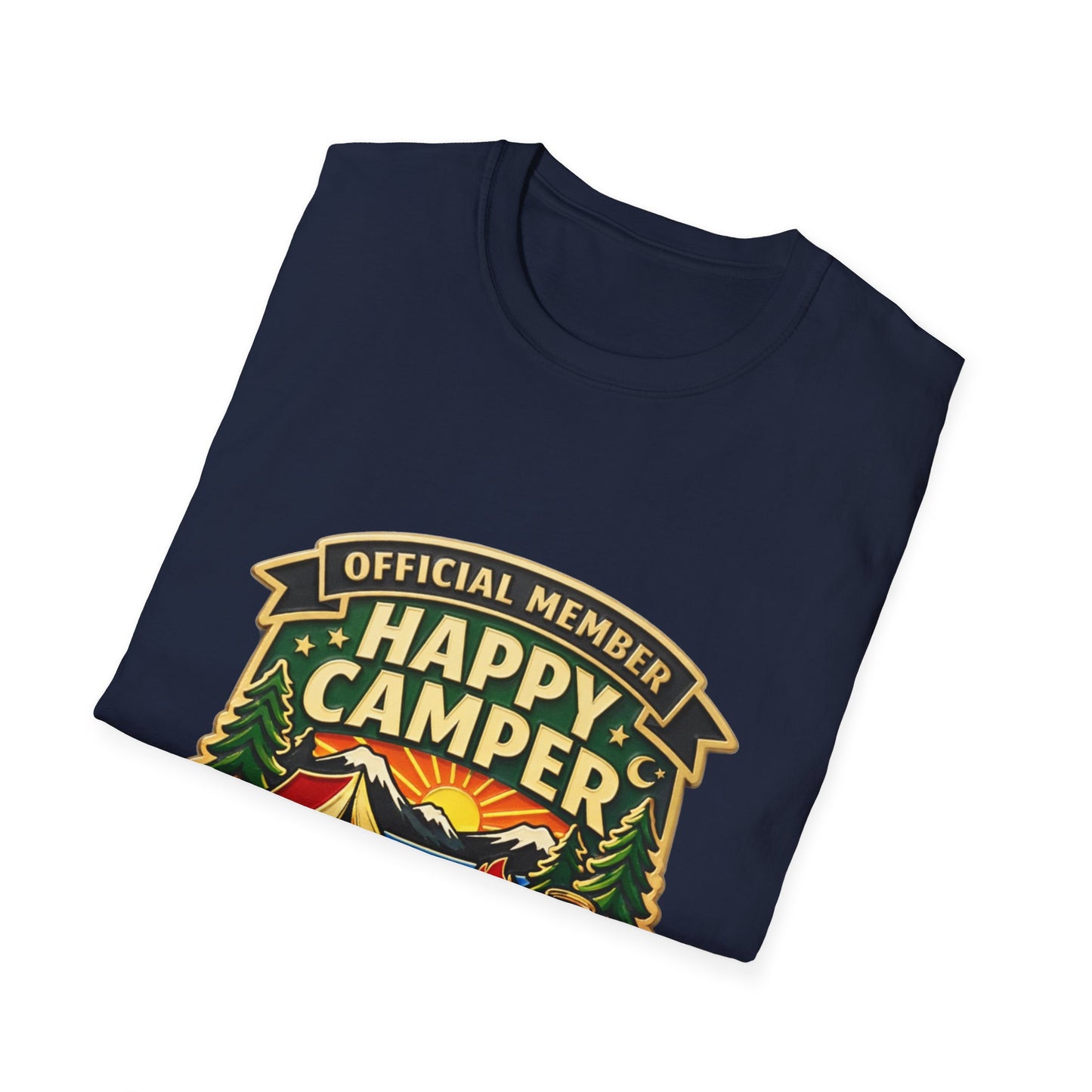 Happy Camper Crew T-Shirt Dark, Softstyle, Unisex  - HappyCamperCrew.com