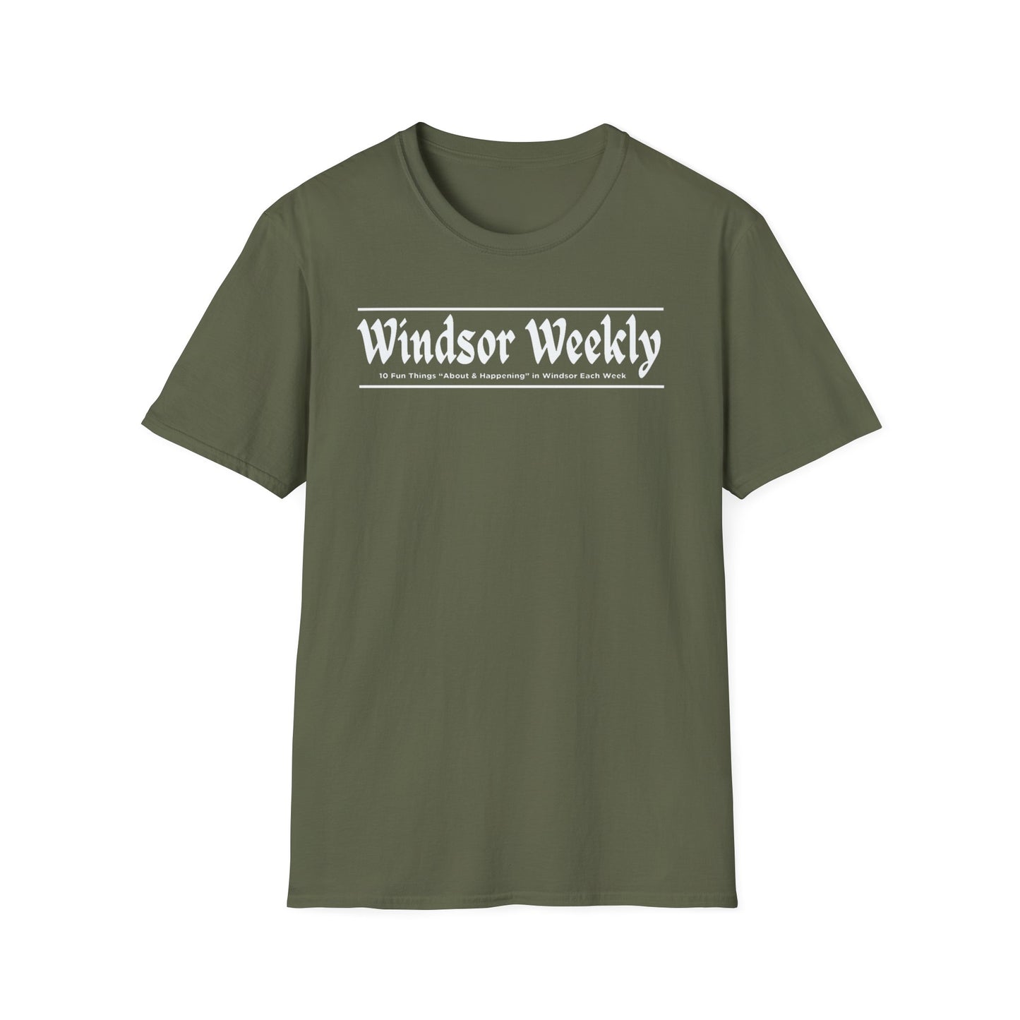 WINDSOR WEEKLY T-Shirt, Softstyle Graphic Tee, Unisex Casual Wear, Support Local Merch, Gift for Community Lovers FINKZ WINDSOR