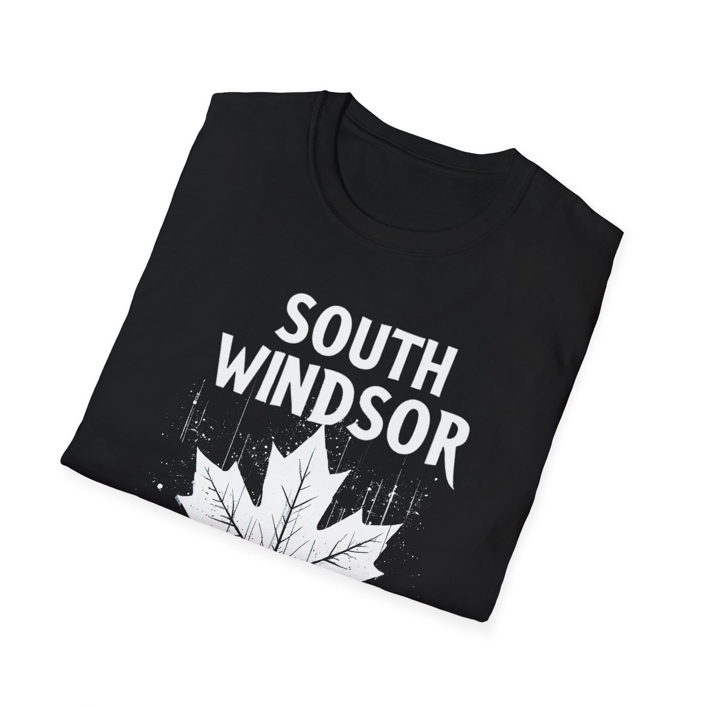 SOUTH WINDSOR, We Support Our Own 2, Hardcore Local White Leaf T-Shirt, Softstyle Graphic Tee, Unisex Casual Wear, Support Local Merch, Gift for Community Lovers Finkz Windsor