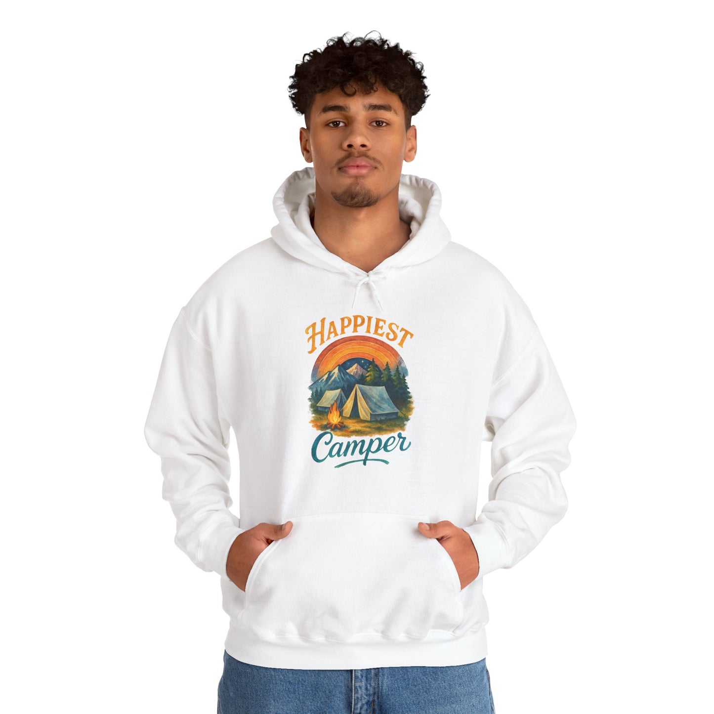 Happiest Camper Hoodie | HappyCamperCrew.Com 100% Authentic | Cozy Camping Hoodie | Unisex Hooded Sweatshirt for Nature Lovers, Casual Wear, Gift for Him/Her, Outdoor Adventures, Cozy Days & Warm Nights by the Campfire