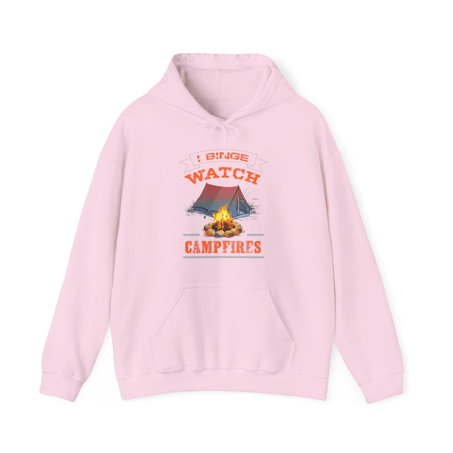 I Binge Watch Campfires Hoodie | HappyCamperCrew.Com 100% Authentic | Cozy Camping Hoodie | Unisex Hooded Sweatshirt for Nature Lovers, Casual Wear, Gift for Him/Her, Outdoor Adventures, Cozy Days & Warm Nights by the Campfire
