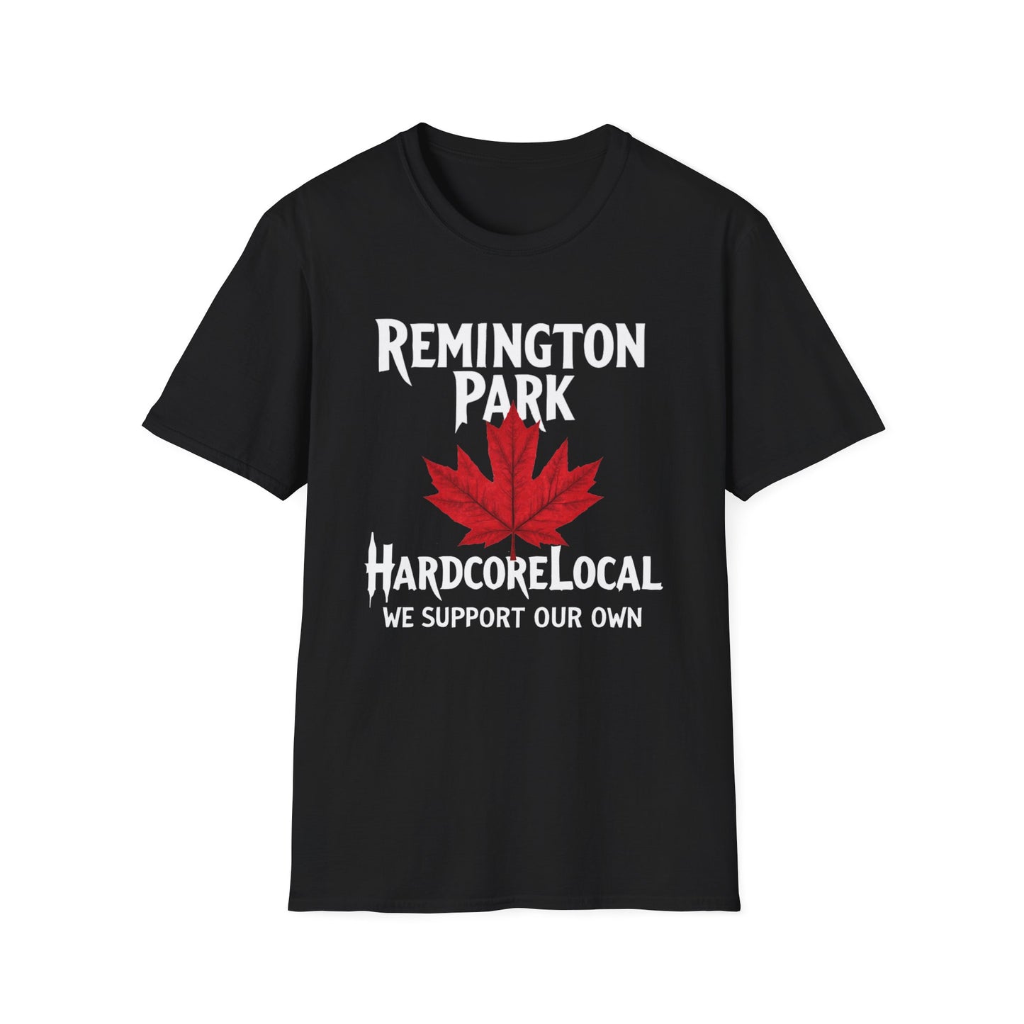 Remington Park Hardcore Local Red Leaf, We Support Our Own, 1 T-Shirt, Softstyle Graphic Tee, Unisex Casual Wear, Support Local Merch, Gift for Community Lovers