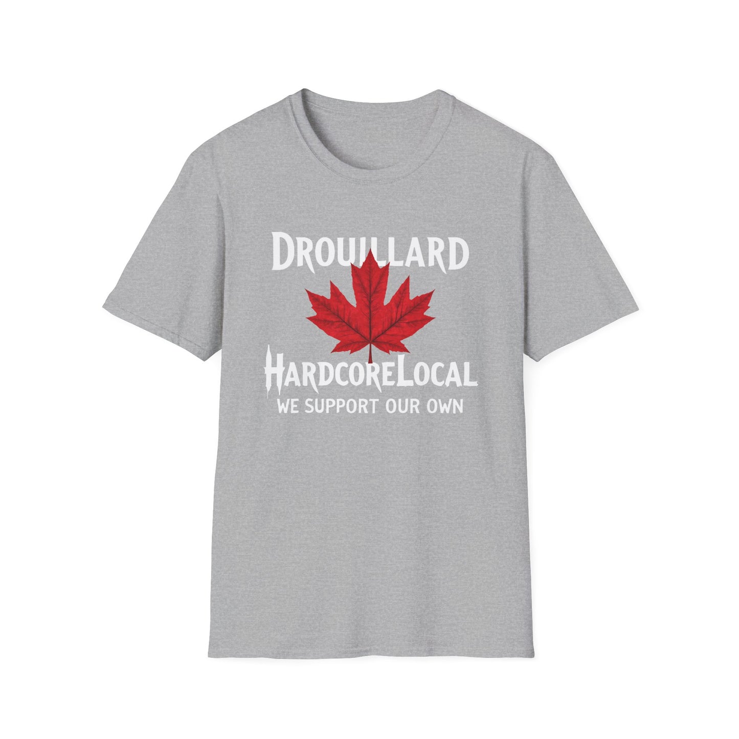 Drouillard Hardcore Local Red Leaf, We Support Our Own, 1 T-Shirt, Softstyle Graphic Tee, Unisex Casual Wear, Support Local Merch, Gift for Community Lovers