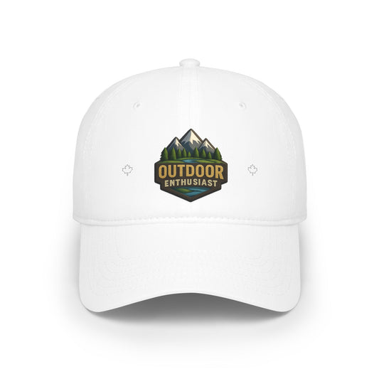 Outdoor Enthusiast White Low Profile Baseball Cap, Adjustable Hat, Outdoor Gear, Casual Style, Gift for Nature Lovers OutdoorEnthusiast.ca