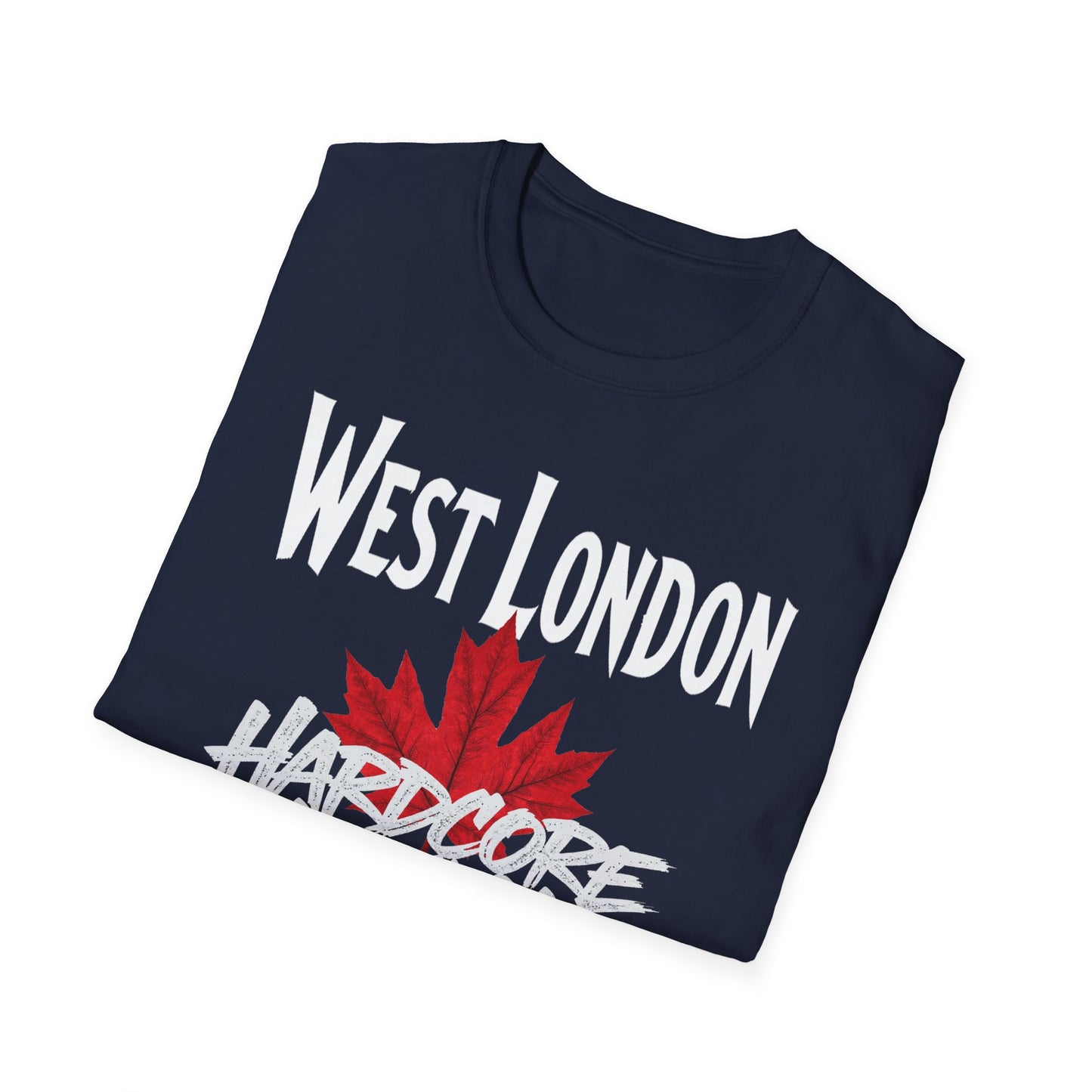 West London Hardcore We Support Our Own Red Leaf T-Shirt, c02-n08-s006 Softstyle Graphic Tee, Unisex Casual Wear, Support'n Locals Merch, Gift for Community Lovers.