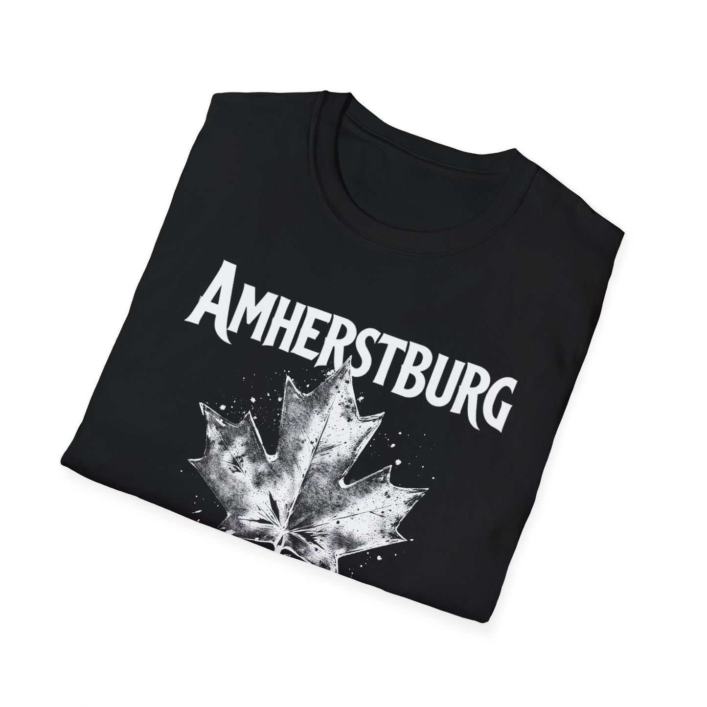 AMHERSTBURG, Rep'n My Hood, Hardcore Local Cool Leaf T-Shirt, Softstyle Graphic Tee, Unisex Casual Wear, Support Local Merch, Gift for Community Lovers, Finkz WINDSOR