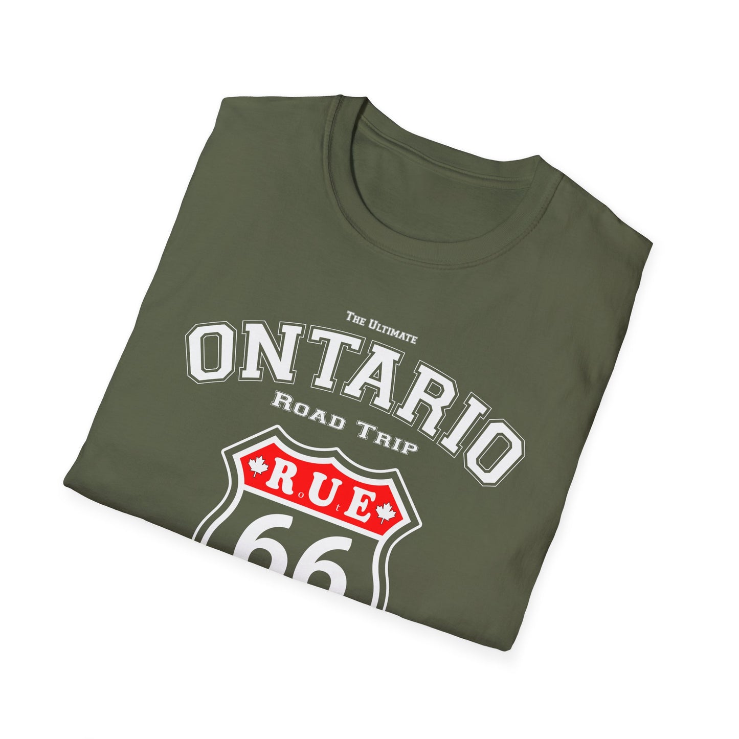 Ontario Rue 66 Road Trip Adventure Trail Red T-Shirt, Softstyle, Unisex - Rue66.ca