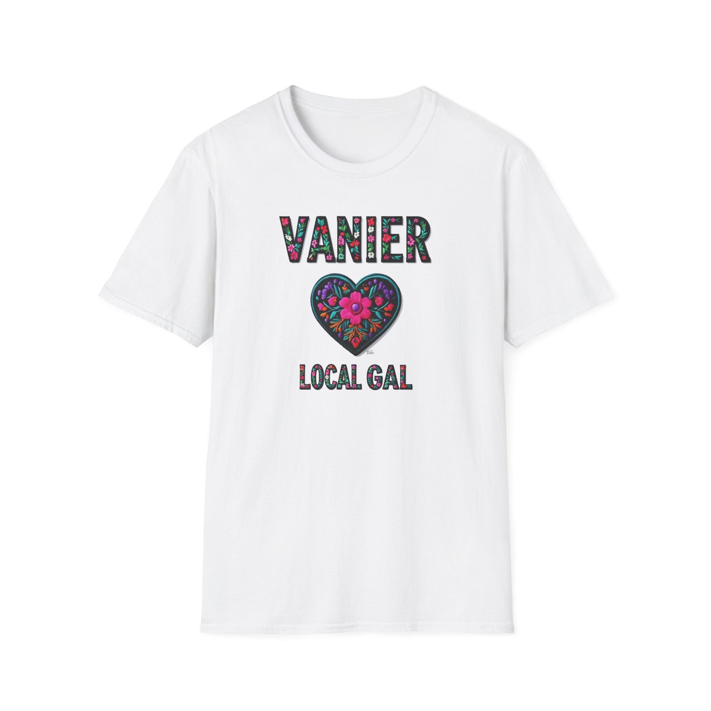Vanier Local Gal Flower-Heart T-Shirt, c03-n09-s05  Softstyle Graphic Tee, Unisex Casual Wear, Support Local Merch, Gift for Community Lovers, Finkz WINDSOR