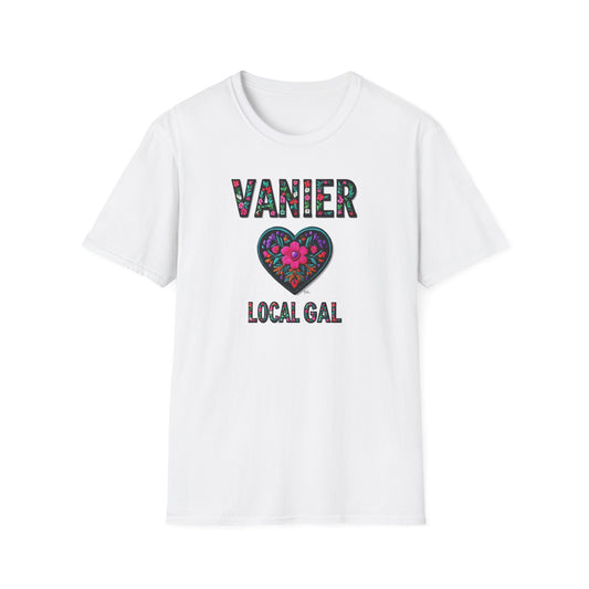 Vanier Local Gal Flower-Heart T-Shirt, c03-n09-s05  Softstyle Graphic Tee, Unisex Casual Wear, Support Local Merch, Gift for Community Lovers, Finkz WINDSOR