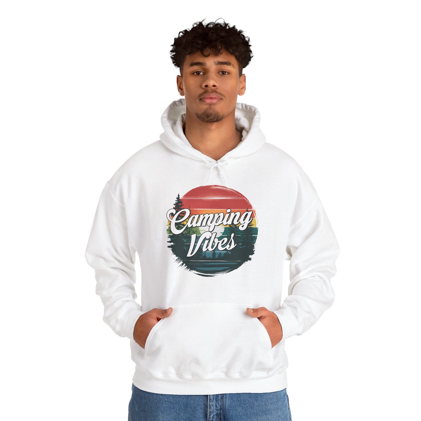 Camping Vibes Hoodie | HappyCamperCrew.Com 100% Authentic | Cozy Camping Hoodie | Unisex Hooded Sweatshirt for Nature Lovers, Casual Wear, Gift for Him/Her, Outdoor Adventures, Cozy Days & Warm Nights by the Campfire