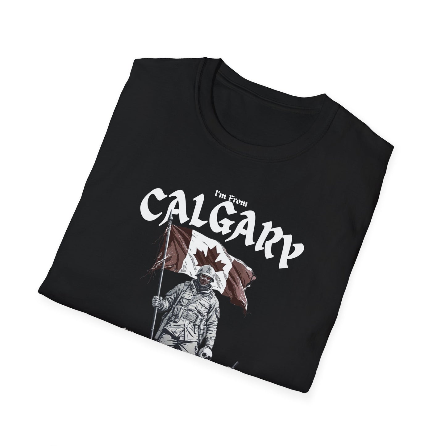 Calgary Underestimate Guy T-Shirt, c11-n00-s002 Softstyle Graphic Tee, Unisex Casual Wear, Support'n Locals Merch, Gift for Community Lovers.