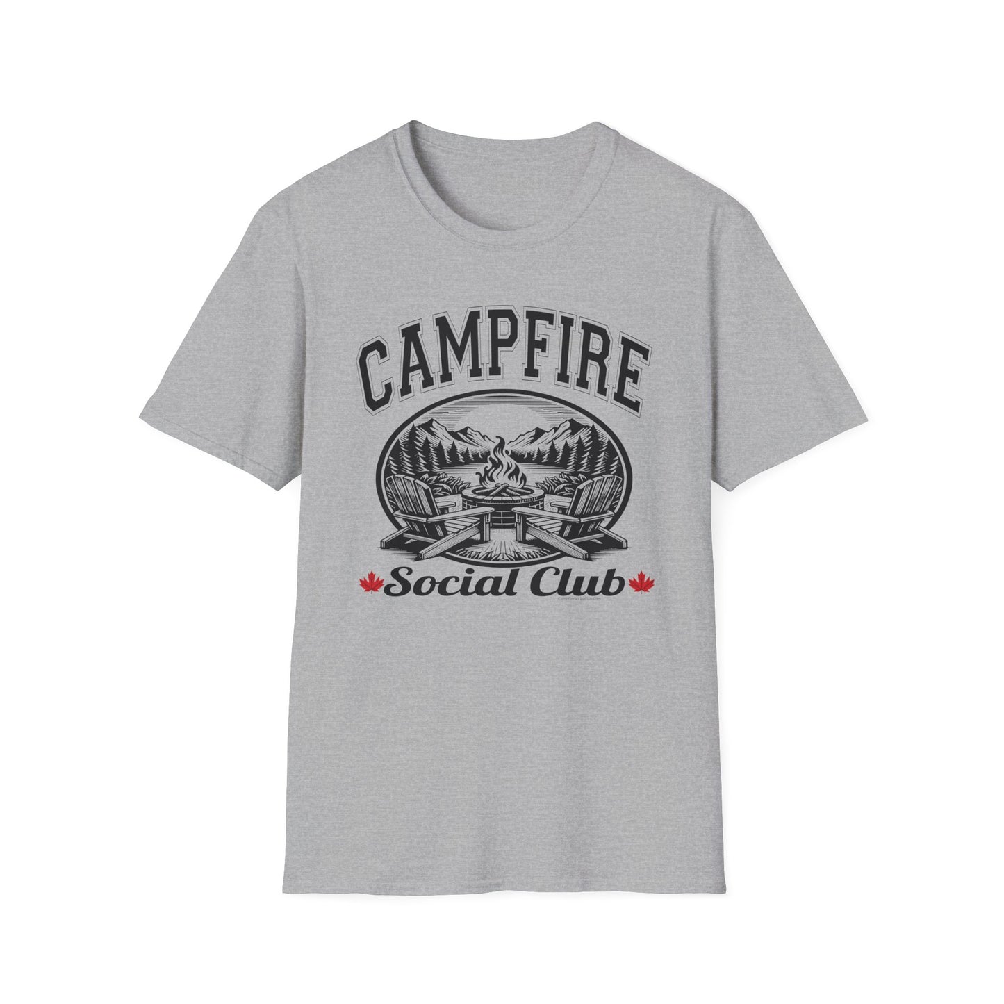 Campfire Social Club Chairs & back T-Shirt, c00-n00-s008 Softstyle Graphic Tee, Unisex Casual Wear, Support'N Locals Merch, Gift for Community Lovers, wednesday