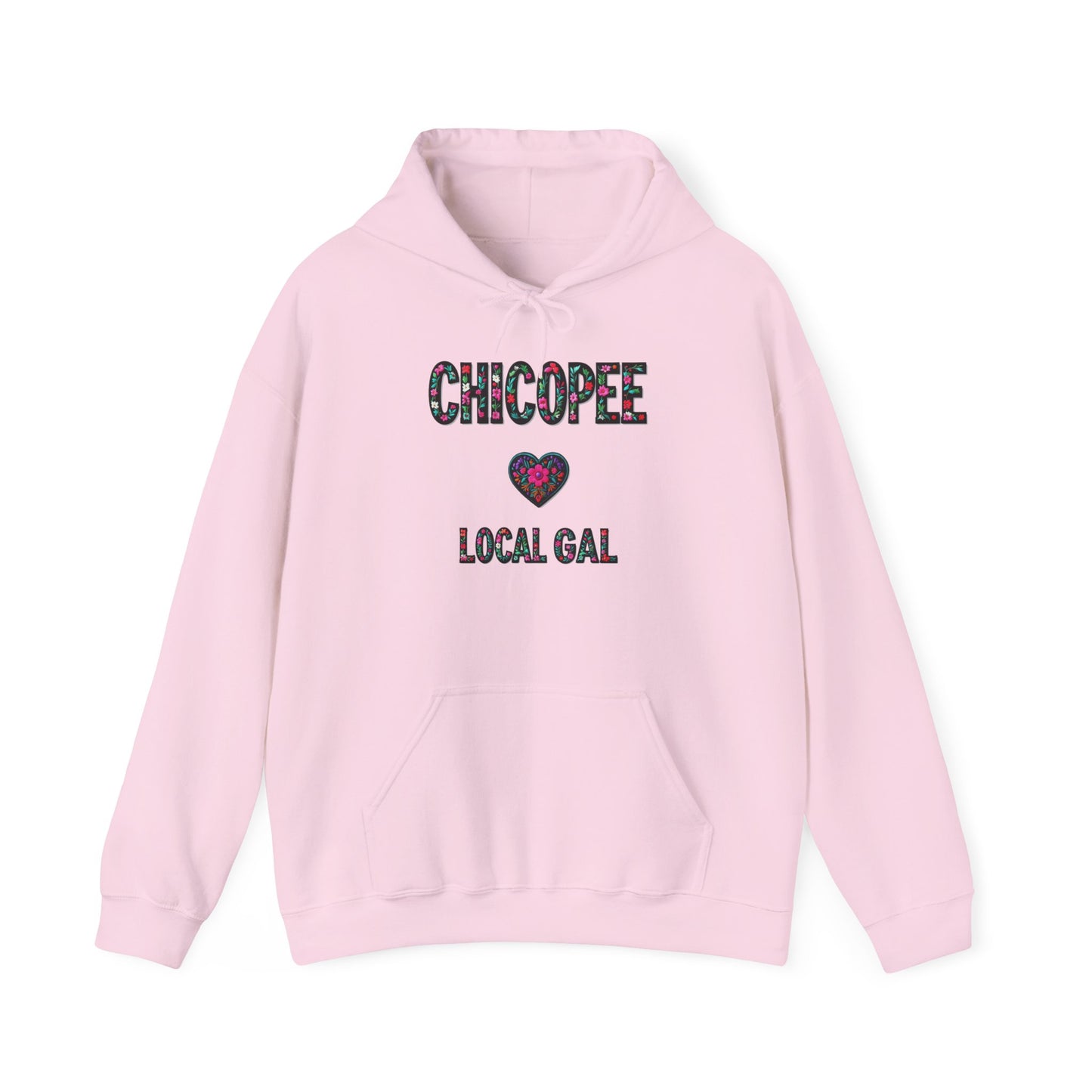 Chicopee Local Gal Flower c03-n01-hs005, Hooded Sweatshirt -  Unisex Heavy Blend™ Pullover, Casual Hoodie for Every Day, Gift for Friends, Support'n Locals -Local Pride Apparel Support Your Community