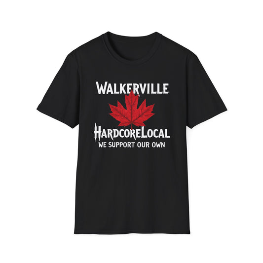 Walkerville Hardcore Local Red Leaf, We Support Our Own, 1 T-Shirt, Softstyle Graphic Tee, Unisex Casual Wear, Support Local Merch, Gift for Community Lovers