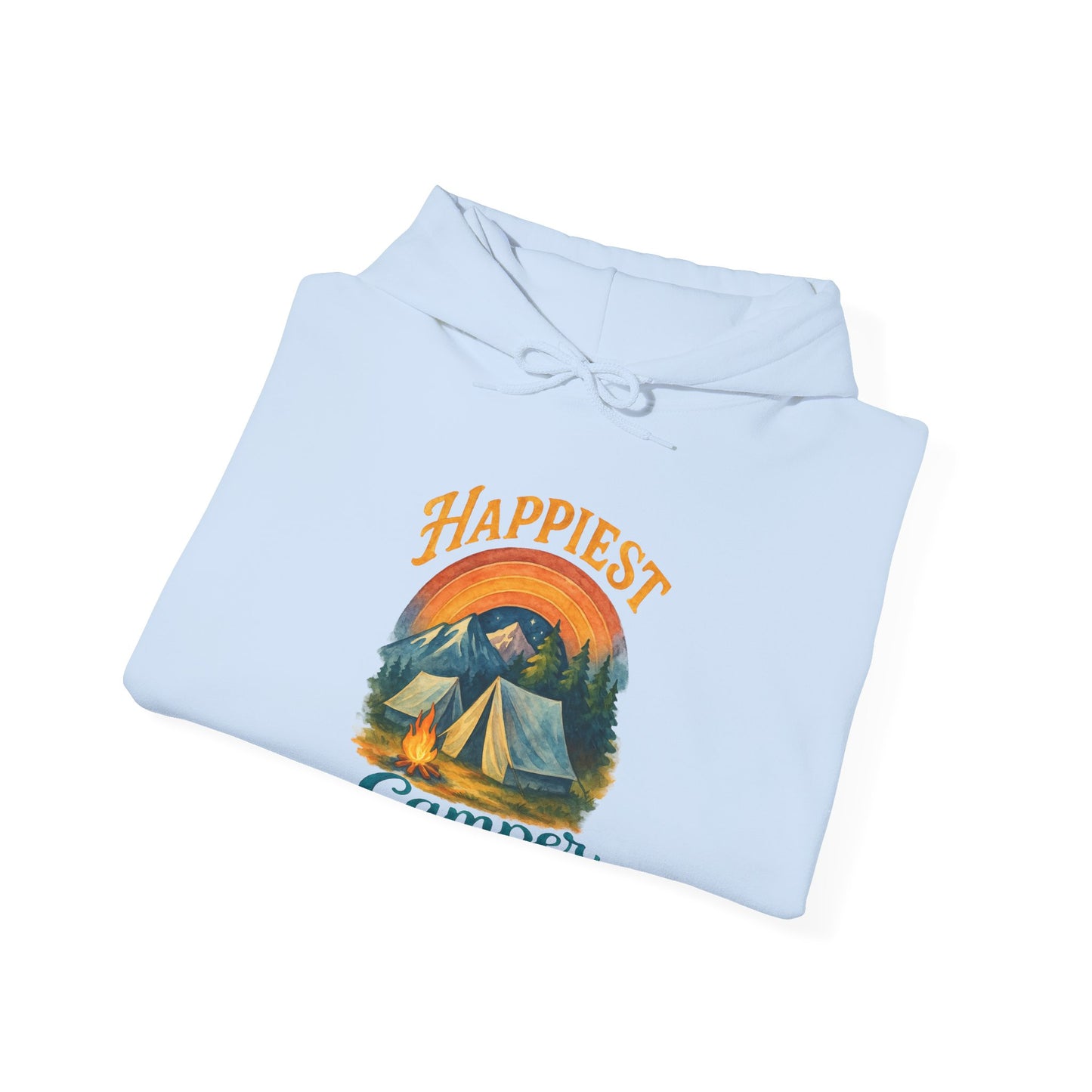 Happiest Camper Hoodie | HappyCamperCrew.Com 100% Authentic | Cozy Camping Hoodie | Unisex Hooded Sweatshirt for Nature Lovers, Casual Wear, Gift for Him/Her, Outdoor Adventures, Cozy Days & Warm Nights by the Campfire