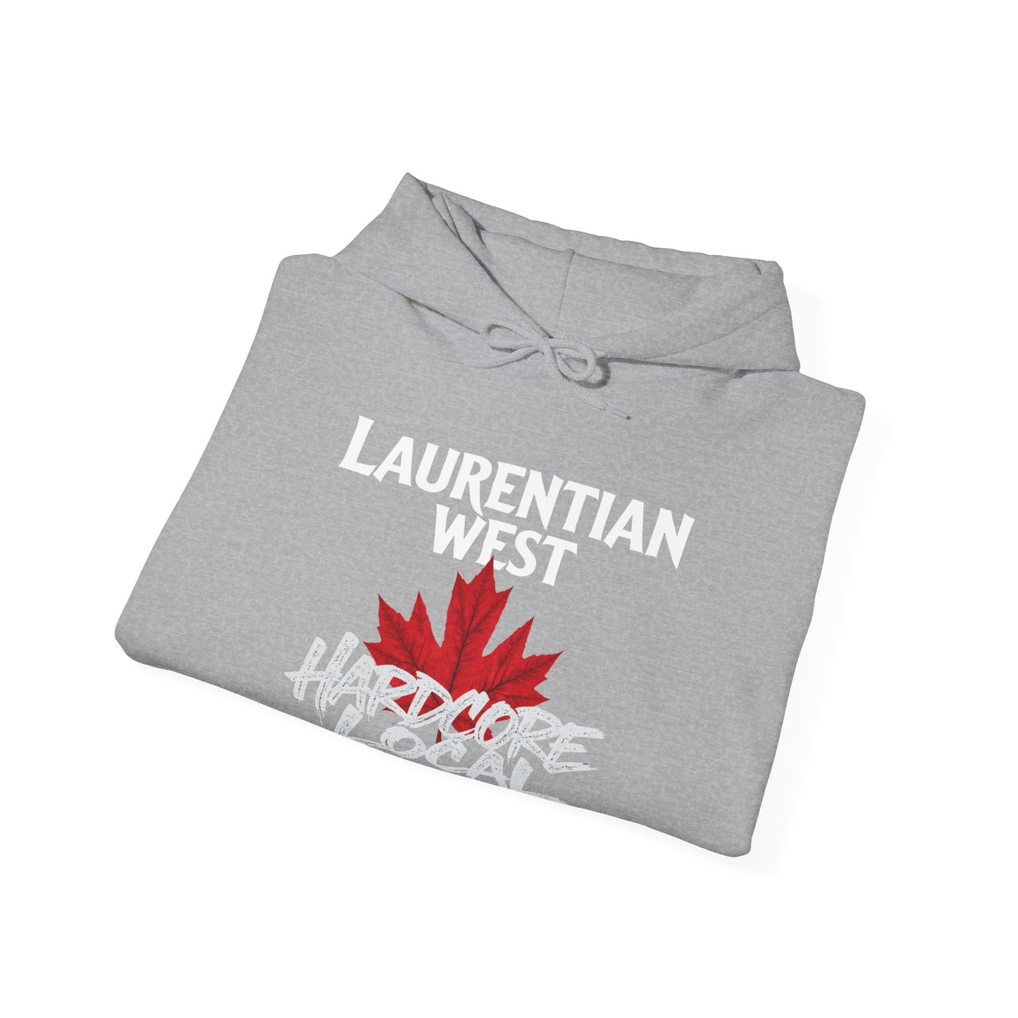Laurentian West HARDCORE LOCAL red leaf, Hooded Sweatshirt - c03-n07-hs006 Unisex Heavy Blend™ Pullover, Casual Hoodie for Every Day, Gift for Friends, Support'n Locals -Local Pride Apparel Support Your Community