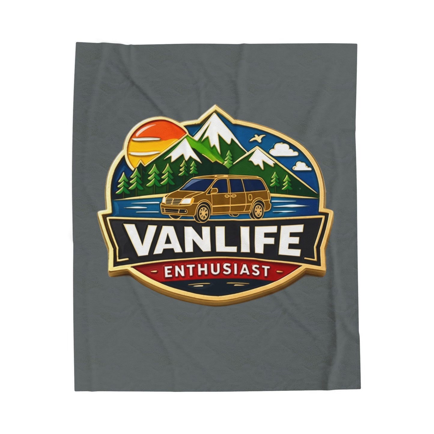 Velveteen Plush Blanket — "Vanlife Enthusiast" Mountain Camper Throw