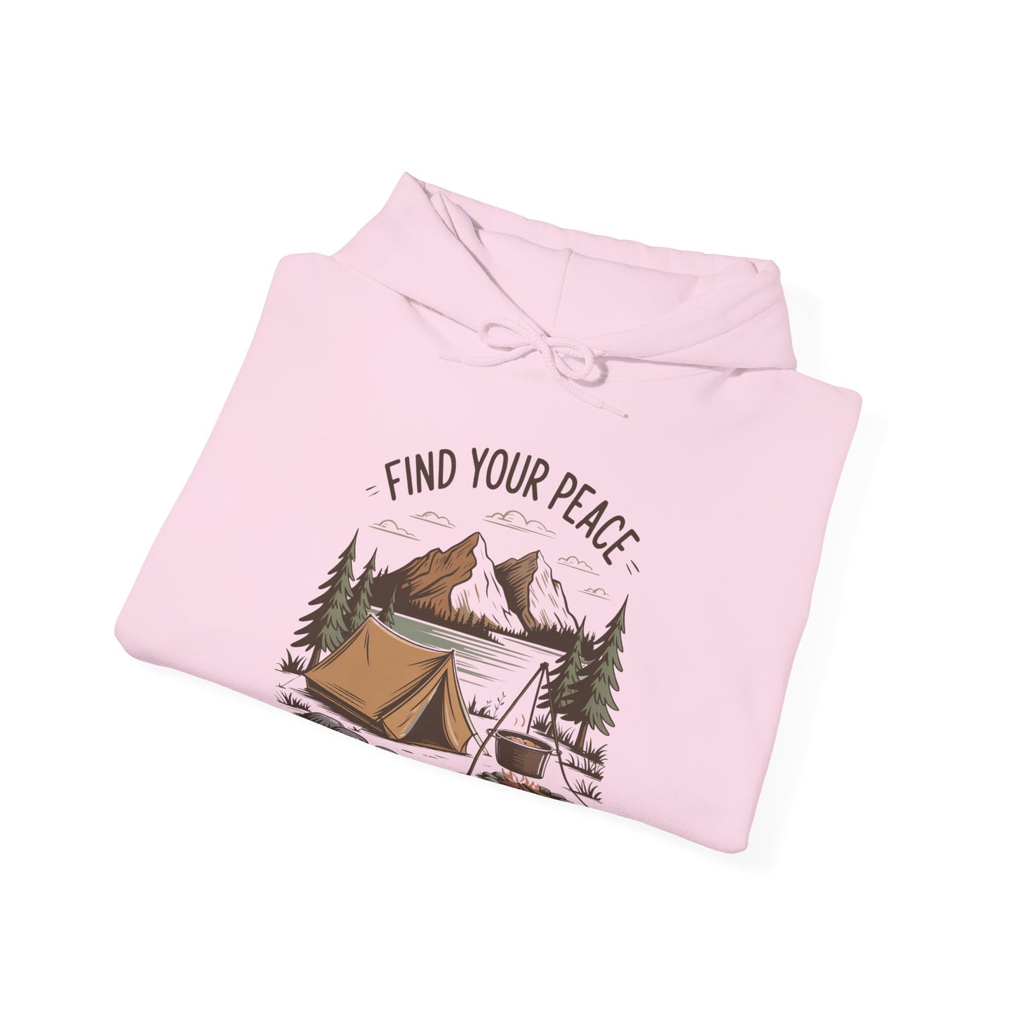 Find Your Peace Hoodie | HappyCamperCrew.Com 100% Authentic | Cozy Camping Hoodie | Unisex Hooded Sweatshirt for Nature Lovers, Casual Wear, Gift for Him/Her, Outdoor Adventures, Cozy Days & Warm Nights By The Campfire