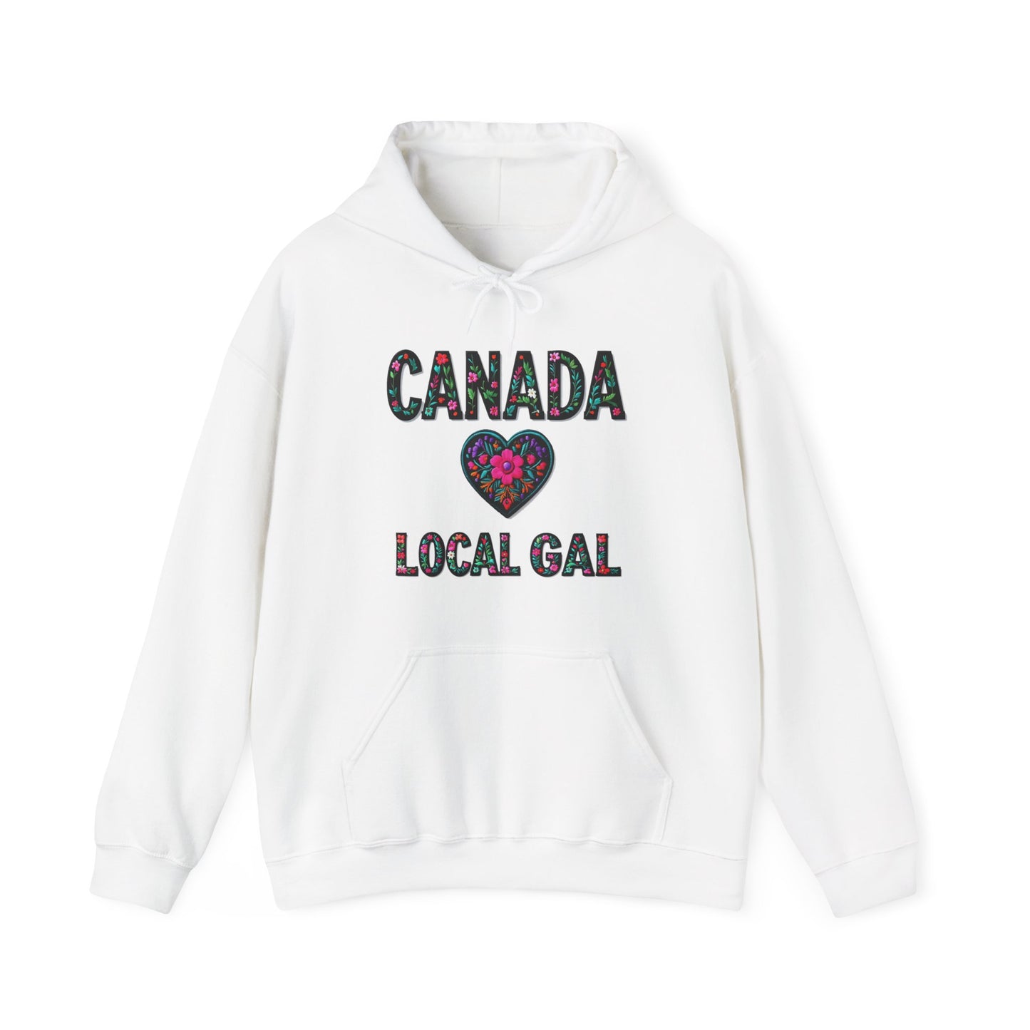Canada Local Gal Flower c00-n00-hs005, Hooded Sweatshirt -  Unisex Heavy Blend™ Pullover, Casual Hoodie for Every Day, Gift for Friends, Support'n Locals -Local Pride Apparel Support Your Community