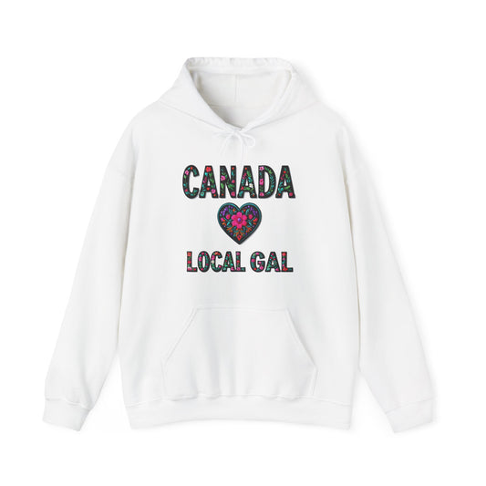 Canada Local Gal Flower c00-n00-hs005, Hooded Sweatshirt -  Unisex Heavy Blend™ Pullover, Casual Hoodie for Every Day, Gift for Friends, Support'n Locals -Local Pride Apparel Support Your Community