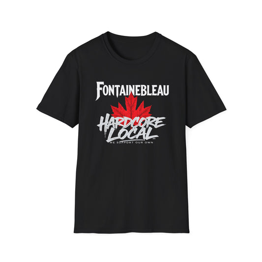 FONTAINEBLEAU Hardcore Local, We Support Our Own,  Red Leaf 3 T-Shirt, Softstyle Graphic Tee, Unisex Casual Wear, Support Local Merch, Gift for Community Lovers, FINKZ WINDSOR