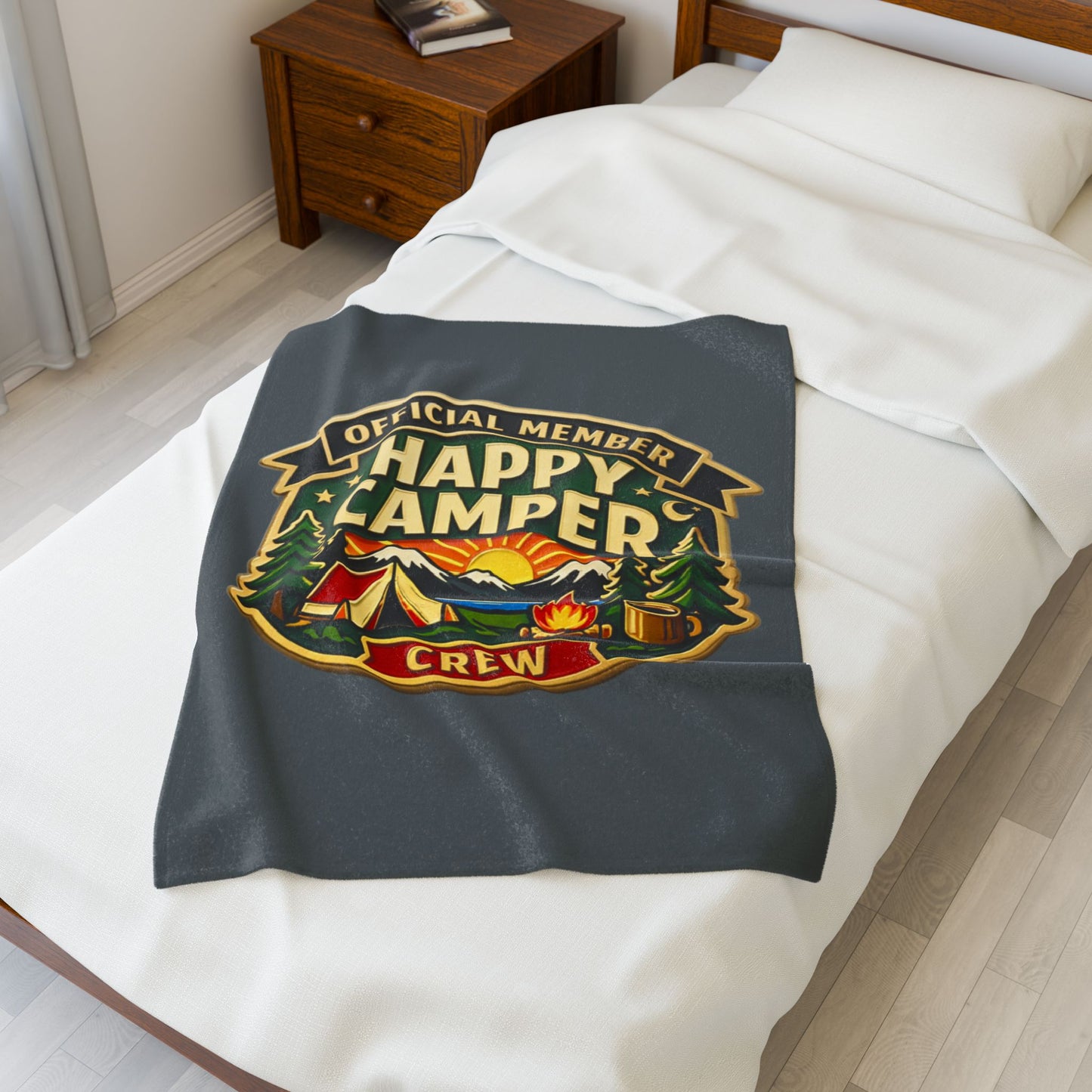 Blanket - Official Member* Happy Camper Crew Velveteen Plush Blanket — "happycampercrew.com other" Mountain Camper Throw