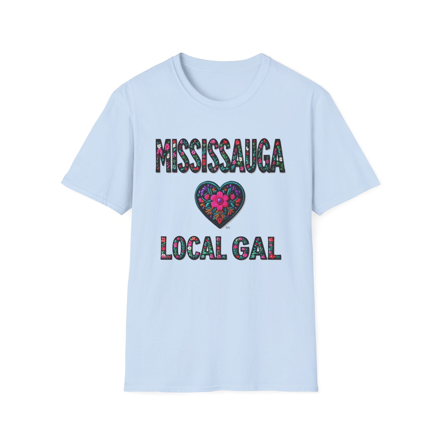 Mississauga Local Gal Flower-Heart T-Shirt, c05-n00-s005 Softstyle Graphic Tee, Unisex Casual Wear, Support Local Merch, Gift for Community Lovers, Finkz WINDSOR