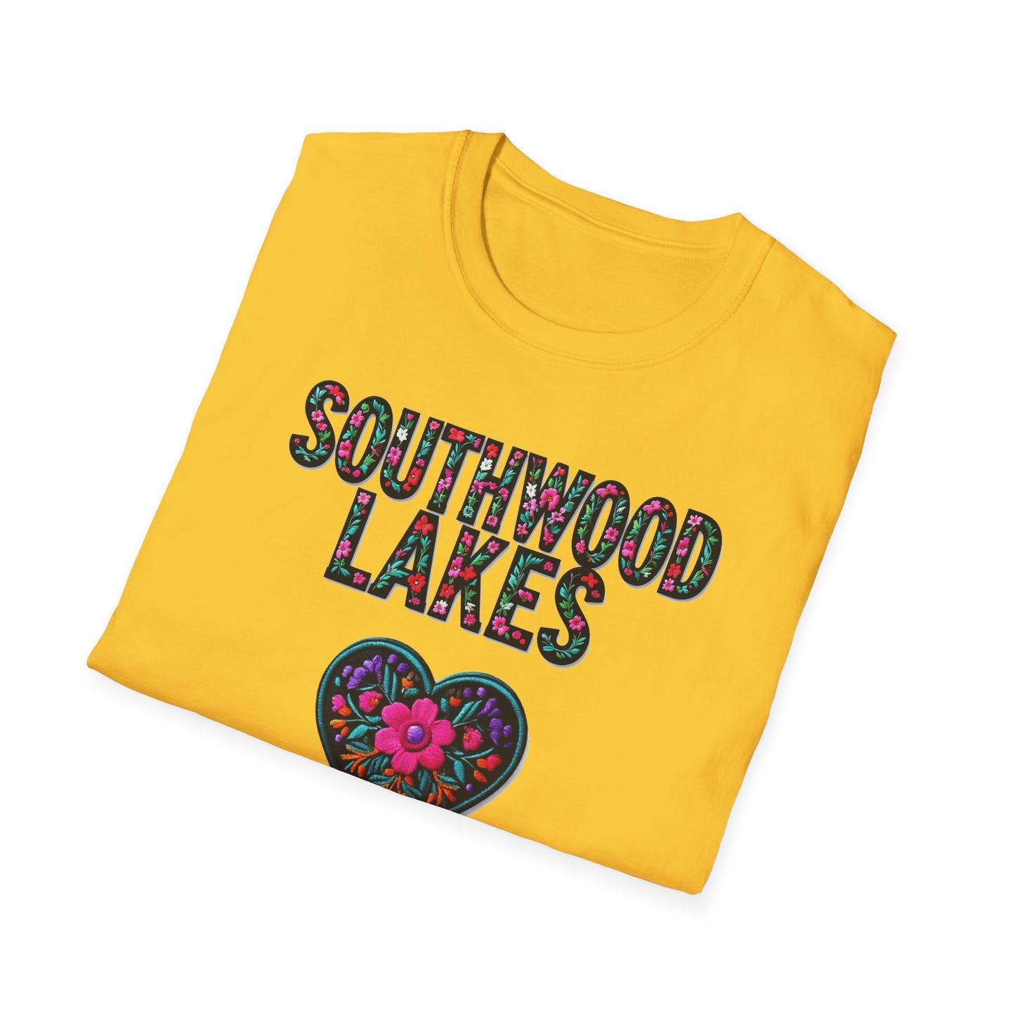SOUTHWOOD LAKES Local Gal Flower-Heart T-Shirt, 3 Softstyle Graphic Tee, Unisex Casual Wear, Support Local Merch, Gift for Community Lovers, Finkz WINDSOR
