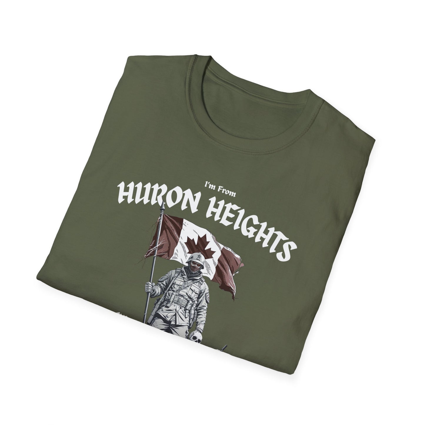 Huron Heights Underestimate Guy T-Shirt, c02-n06-s002 Softstyle Graphic Tee, Unisex Casual Wear, Support'n Locals Merch, Gift for Community Lovers.