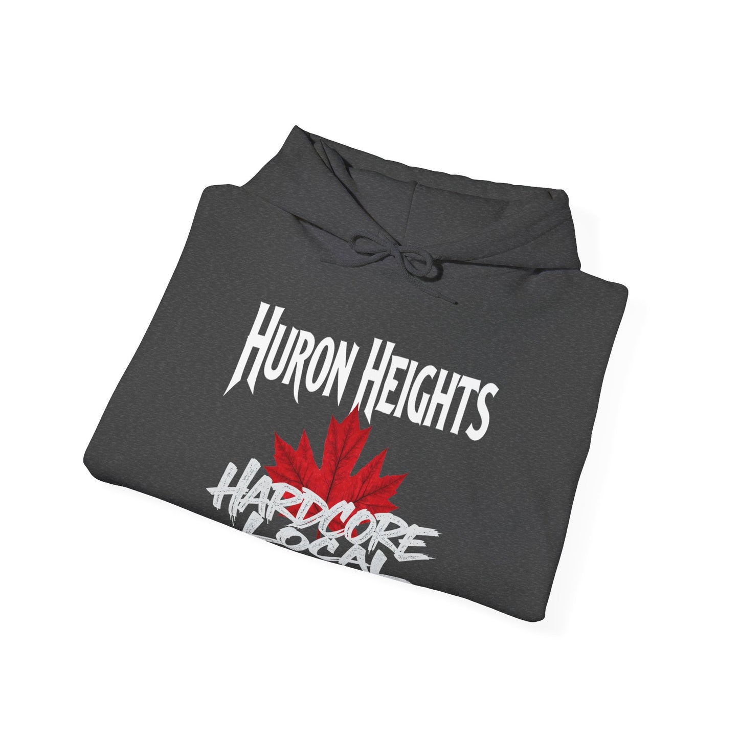 Huron Heights HARDCORE LOCAL red leaf, Hooded Sweatshirt - c02-n06-hs006 Unisex Heavy Blend™ Pullover, Casual Hoodie for Every Day, Gift for Friends, Support'n Locals -Local Pride Apparel Support Your Community