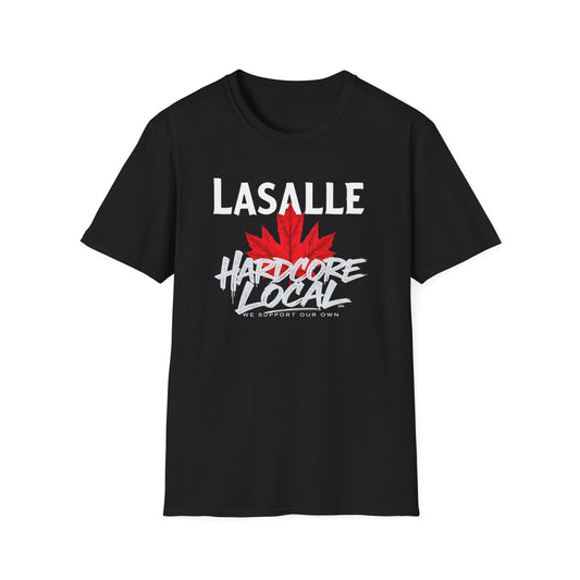 LASALLE Hardcore Local, We Support Our Own,  Red Leaf 3 T-Shirt, Softstyle Graphic Tee, Unisex Casual Wear, Support Local Merch, Gift for Community Lovers, FINKZ WINDSOR