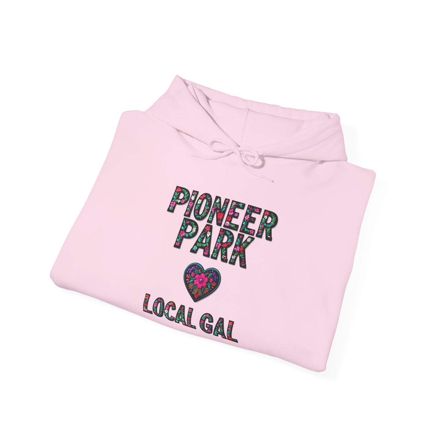 Pioneer Park Local Gal Flower c03-n08-hs005, Hooded Sweatshirt -  Unisex Heavy Blend™ Pullover, Casual Hoodie for Every Day, Gift for Friends, Support'n Locals -Local Pride Apparel Support Your Community