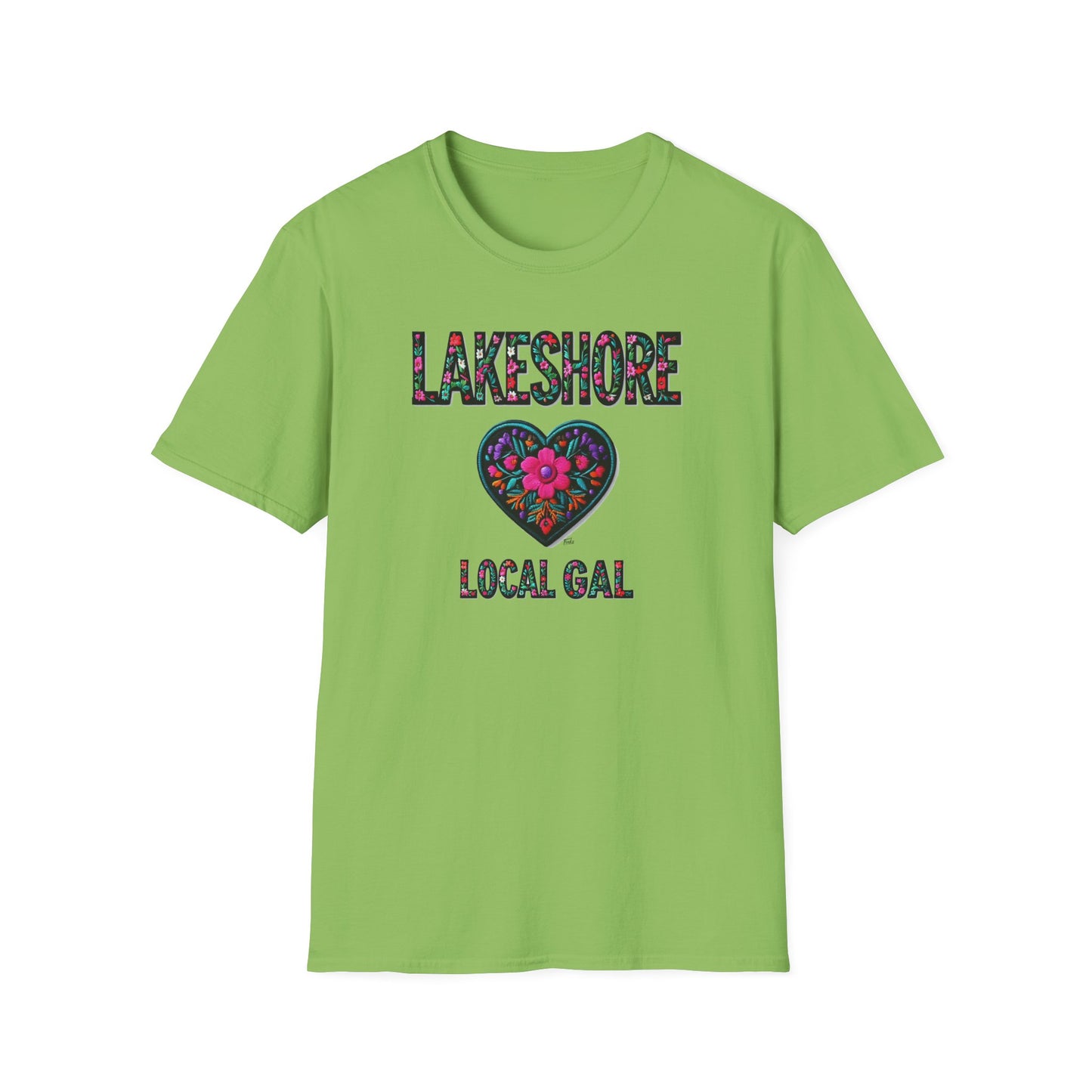 LAKESHORE Local Gal Flower-Heart T-Shirt, 3 Softstyle Graphic Tee, Unisex Casual Wear, Support Local Merch, Gift for Community Lovers, Finkz WINDSOR
